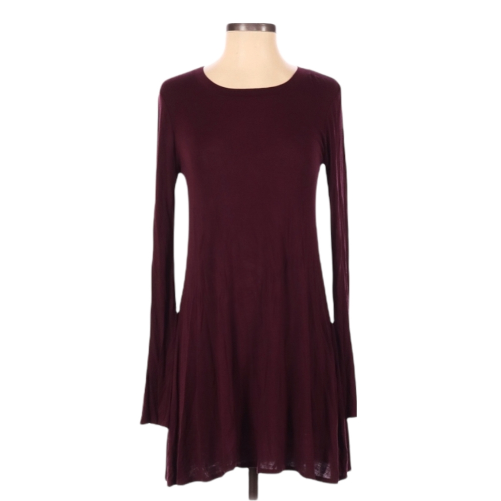 Anthro Riller & Fount Dress Size S‎ (1) Lightweight Long Sleeve Burgundy Stretch